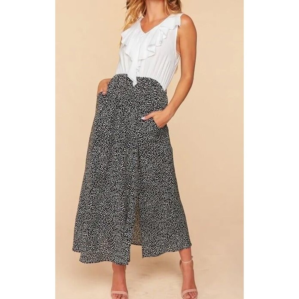 SMALL RUFFLE TOP MAXI DRESS-NWT - Picture 3 of 4